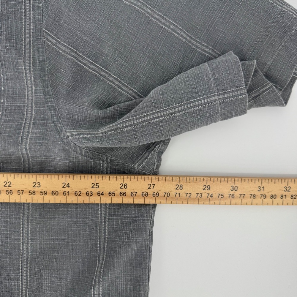Tommy Bahama Mens XXL Silk Grey Floral Jacquard Striped Short Sleeve Camp Shirt - Picture 7 of 8